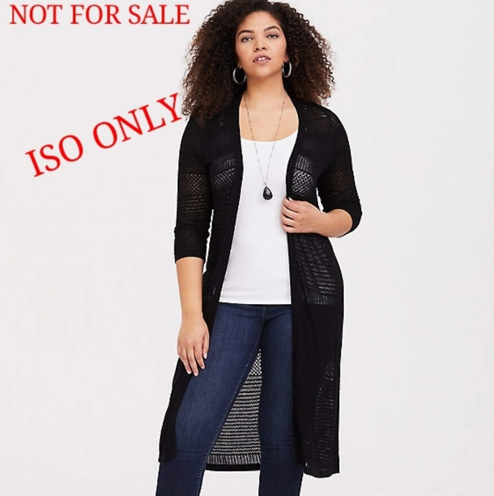 ISO TORRID Sz 4 or 5 BLACK POINTELLE MIDI CARDIGAN